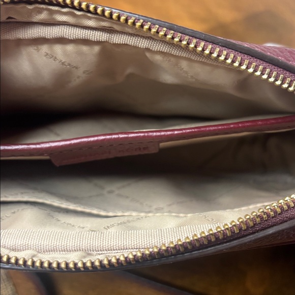 Michael Kors Maroon and Tan Signature Monogram Crossbody Bag - Picture 8 of 10